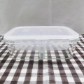 Два отсека герметичного прозрачного стекла пищевых контейнеров с крышками